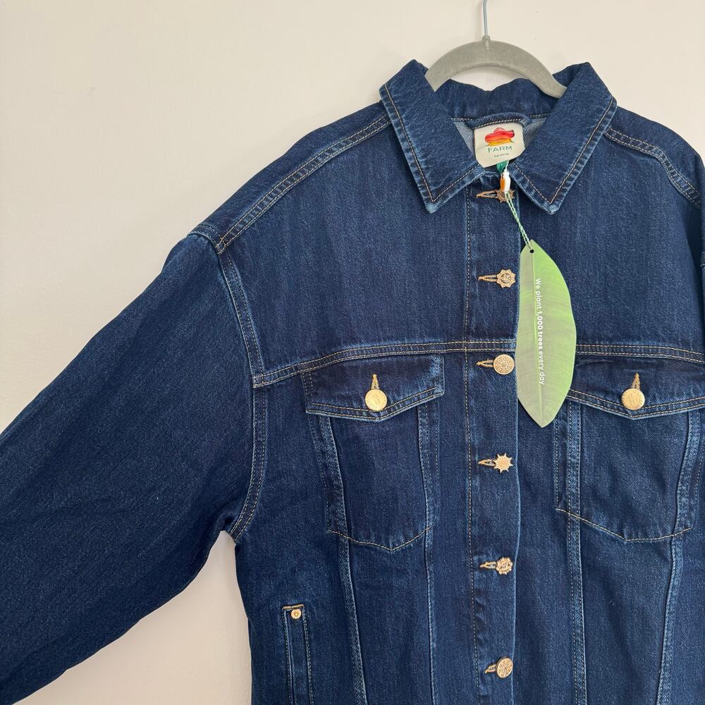 Farm Rio Dark Denim Buttoned Jacket - Picture 4 of 7